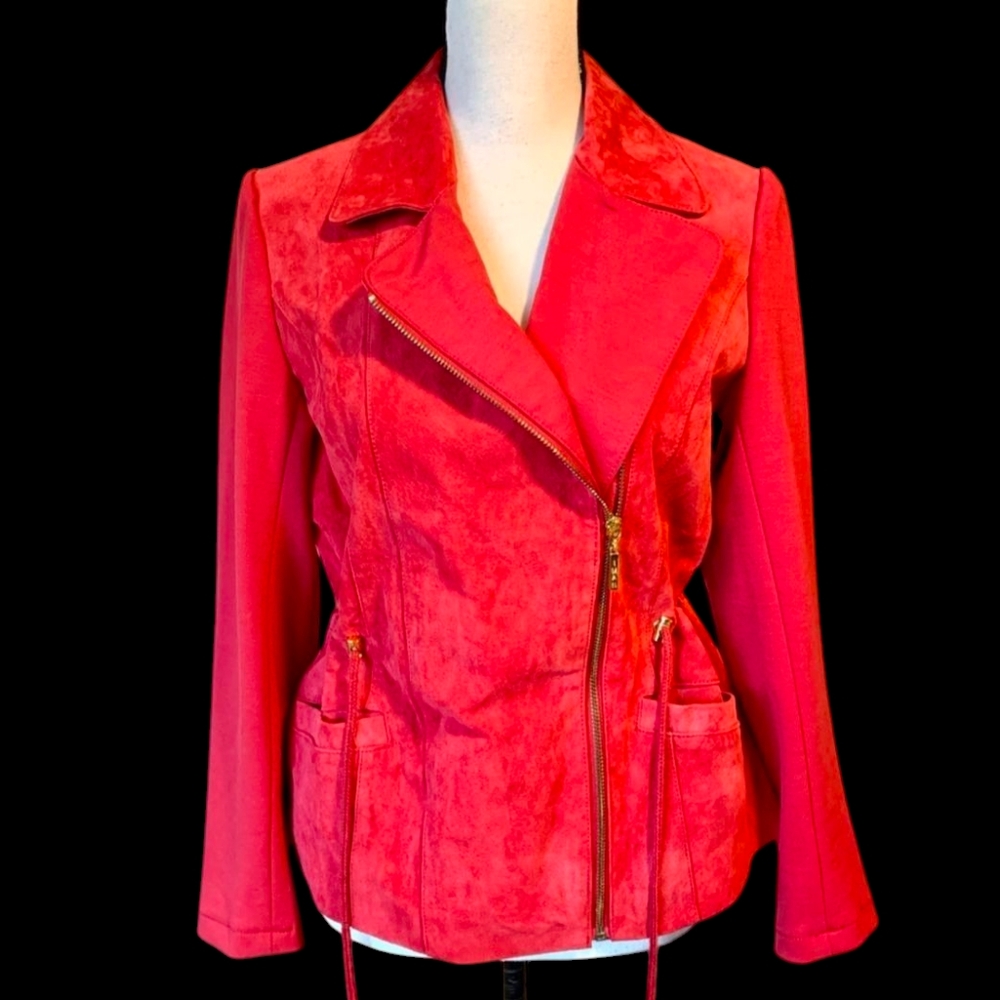 IMAN Genuine Leather Suede Red Jacket—SZ. M